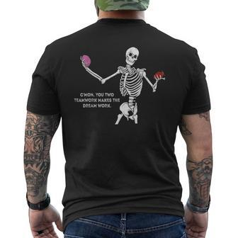Teamwork Makes The Dreamwork Skeleton Sports Quote Team Men's T-shirt Back Print - Monsterry UK