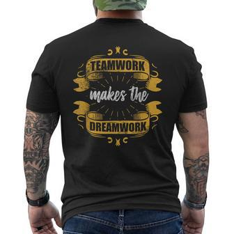 Teamwork Makes The Dreamwork Team Employee Motivation Grunge Men's T-shirt Back Print - Monsterry CA