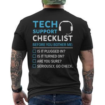 Tech Support Checklist Sysadmin Computer Nerd Men's T-shirt Back Print - Thegiftio UK