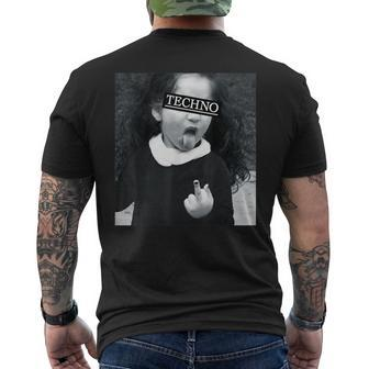 Techno Child With Tongue And Middle Finger Rave-Fun Men's T-shirt Back Print - Thegiftio UK