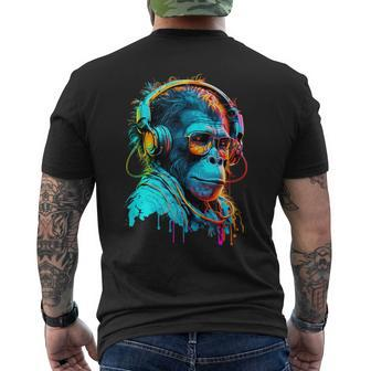 Techno-Disco Rave Monkey Dj Monkey Headphones For Festivals Men's T-shirt Back Print - Thegiftio UK
