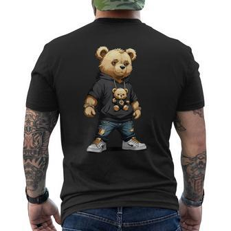 Teddy Bear Gangster In Hip Hop Street Clothes Men's T-shirt Back Print - Monsterry AU