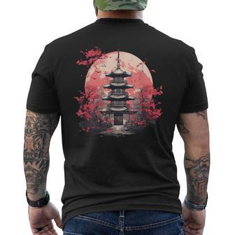 Temple Japonais Paysage Sakura Cerisier En Fleurs T-shirt imprimé au dos - Cadeauxyz