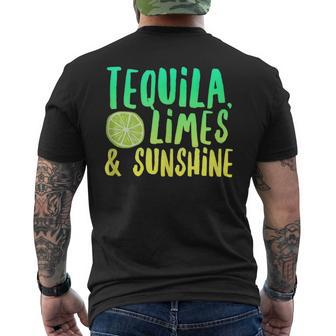 Tequila Limes Sunshine Vacation Saying Beach Quote Party Men's T-shirt Back Print - Monsterry