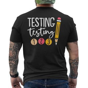 Testing Testing 123 Cute Test Day Men's T-shirt Back Print - Monsterry
