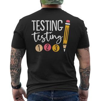 Testing Day Testing Testing 123 Cute Test Day Men's T-shirt Back Print | Mazezy