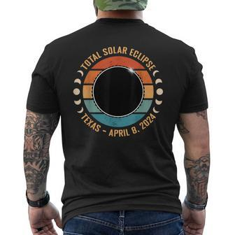 Texas April 8 2024 Totality Total Solar Eclipse Texan Viewer Men's T-shirt Back Print - Seseable