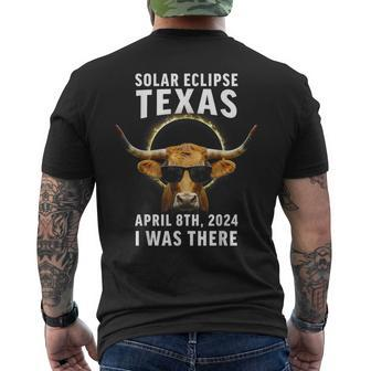 Texas Eclipse T April 8 2024 I Was There Cattle Bull Men's T-shirt Back Print - Seseable