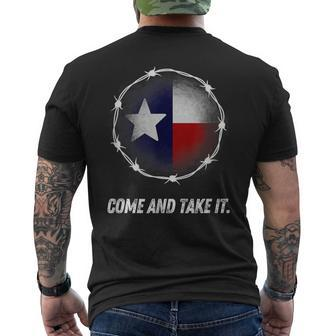 Come And Take It Texas Flag Barbed Wire Patriotic Usa Men's T-shirt Back Print | Mazezy