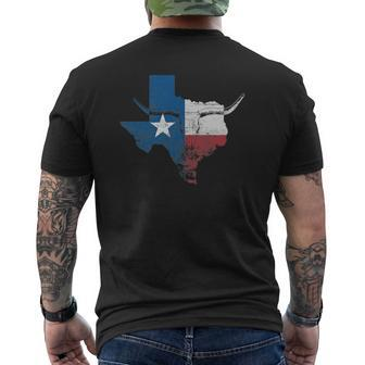 Texas Flag Vintage Texas Flag Longhorn Skull Retro Tx Mens Back Print T-shirt | Mazezy AU