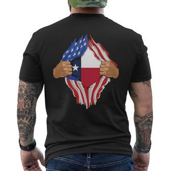 Texas Roots Inside State Flag American Proud Men's T-shirt Back Print | Mazezy AU