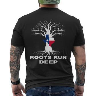 Texas Roots Run Deep Proud Resident Texas Flag Men's T-shirt Back Print - Monsterry DE