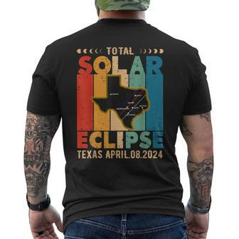 Texas Solar Eclipse Path 2024 Vintage Solar Eclipse In Texas Men's T-shirt Back Print | Mazezy