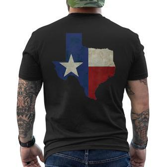 Texas State Map Flag Distressed Men's T-shirt Back Print - Monsterry