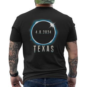 Texas Total Solar Eclipse 2024 Blue April 8 Women Men's T-shirt Back Print | Mazezy
