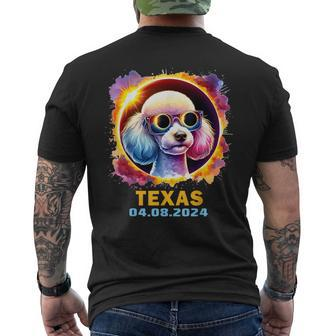 Texas Total Solar Eclipse 2024 Poodle Dog Colorful Men's T-shirt Back Print - Monsterry