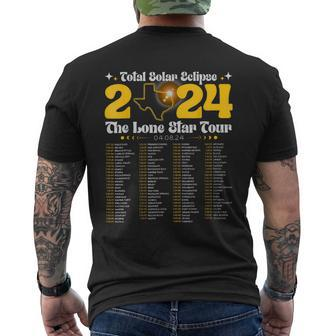 Texas Total Solar Eclipse 2024 Tour Retro Rock Concert Men's T-shirt Back Print | Mazezy