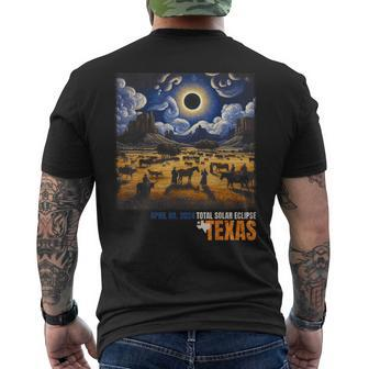 Texas Total Solar Eclipse Retro April 8 2024 Astronomy Men's T-shirt Back Print | Mazezy