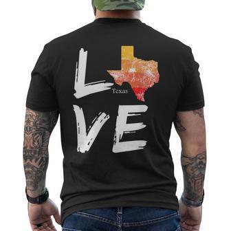 Texas Tx Map Souvenir Love Distressed State Men's T-shirt Back Print - Monsterry DE