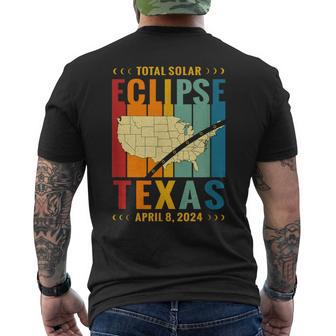 Texas Vintage Path Of Totality Solar Eclipse April 8 2024 Men's T-shirt Back Print | Mazezy