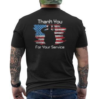 Thank You For Your Service Camouflage Usa Flag Veterans Day Mens Back Print T-shirt | Mazezy