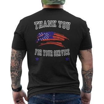 Thank You For Your Service Patriotic Veterans Day Mens Back Print T-shirt | Mazezy