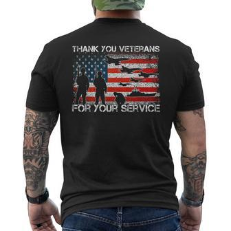 Thank You For Your Service Patriotic Thank You Veterans Day Men's T-shirt Back Print - Seseable