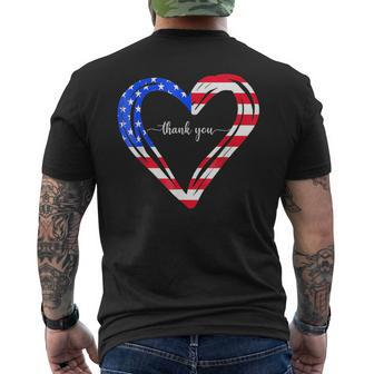 Thank You For Your Services Patriotic Heart Veterans Day Men's T-shirt Back Print - Monsterry DE