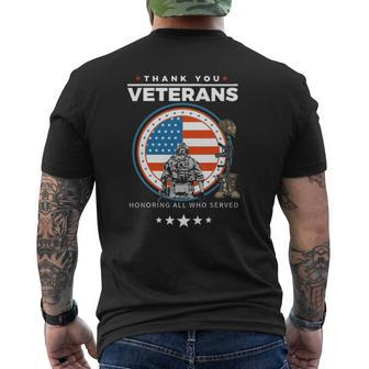 Thank You Veterans Honoring Those Who Served Patriotic Flag Mens Back Print T-shirt | Mazezy