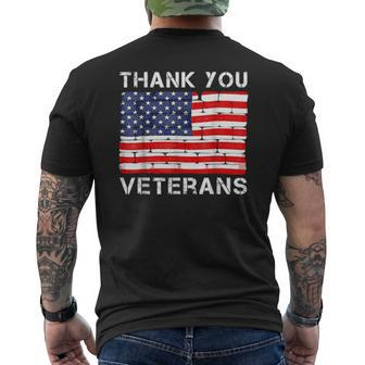 Thank You Veterans Veteran Day Us Flag Mens Back Print T-shirt | Mazezy