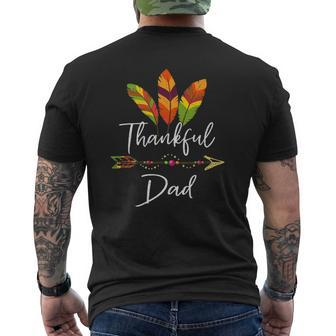 Thankful Dad Feather & Arrow Thanksgiving Mens Back Print T-shirt | Mazezy