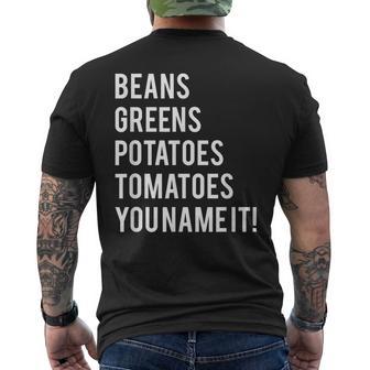 Thanks Giving Bean Greens Potatoes Tomatoes You Name Men's T-shirt Back Print - Monsterry UK