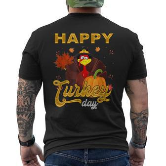 Thanksgiving Holiday Present Cute Happy Turkey Day Mens Back Print T-shirt - Thegiftio