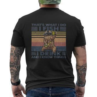 Thats What I Do I Fish I Drink And I Know Things Beer Vintage Retro Mens Back Print T-shirt - Thegiftio