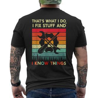 Thats What I Do I Fix Stuff And I Know Things Vintage Mens Back Print T-shirt - Thegiftio UK