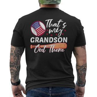 That's My Grandson Out There Baseball Flag Usa Father's Day Men's T-shirt Back Print - Thegiftio UK