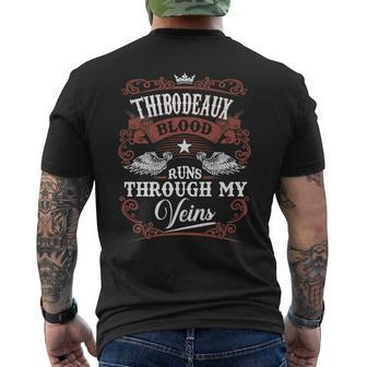Thibodeaux Blood Runs Through My Veins Vintage Family Name Men's T-shirt Back Print - Seseable