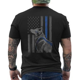 Thin Blue Line Flag K-9 Unit German Shepherd Sketch Men's T-shirt Back Print - Monsterry AU