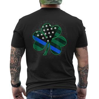 Thin Blue Line St Patricks Day Police Shamrock Mens Back Print T-shirt - Seseable