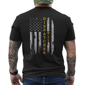 Thin Gold Line Flag American Usa Patriotic 911 Dispatcher Men's T-shirt Back Print - Monsterry UK