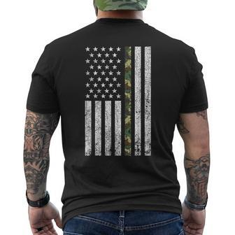 Thin Green Line Military Army Camo American Flag T Men's T-shirt Back Print - Monsterry