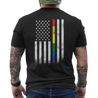 Thin Rainbow Line Lgbt Gay Pride Flag Mens Back Print T-shirt - Thegiftio UK