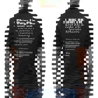 Things I Like Almost As Much As Woodworking & Bacon Men's T-shirt Back Print | Mazezy