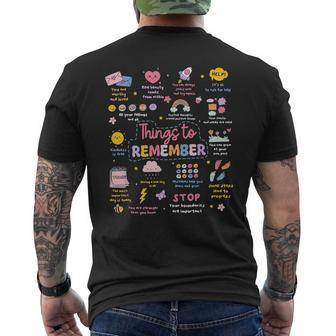 Things To Remember Mental Health Awareness Brain Illness Men's T-shirt Back Print | Mazezy
