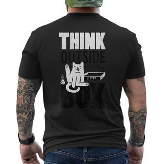 Think Outside The Litter Box Cat Kitty Butt Poop Lick Men's T-shirt Back Print - Monsterry DE