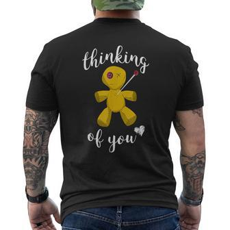 Thinking Of You Voodoo Doll With Ironic Quote Men's T-shirt Back Print - Monsterry UK