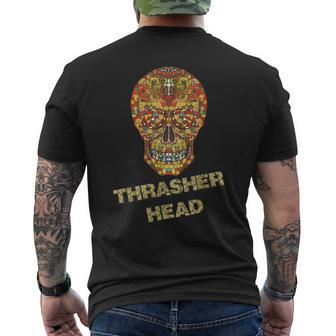Thrasher Head Sugar Skull Distressed Vintage Skater Men's T-shirt Back Print - Monsterry CA