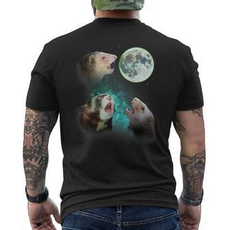 Three Ferrets Howl At Moon 3 Wolfs Wolves Parody Men's T-shirt Back Print - Seseable