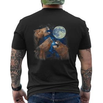 Three Horses Howling At The Moon Starry Night Love Horse Men's T-shirt Back Print - Seseable