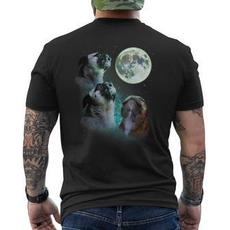Three Pugs Howl At Moon 3 Wolfs Wolves Parody Men's T-shirt Back Print - Monsterry AU